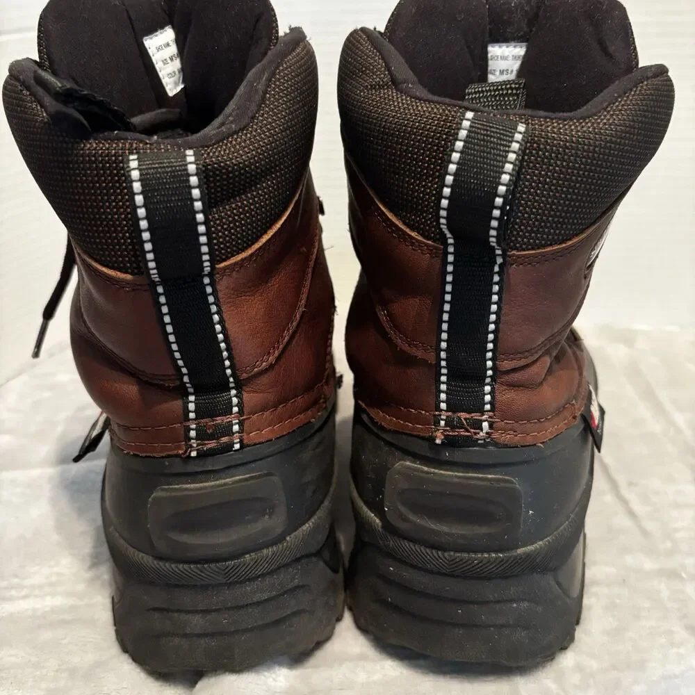 Baffin Thunder Winter Boots Bark Brown Leather Wool Liner Men's 12 Cold Climate
